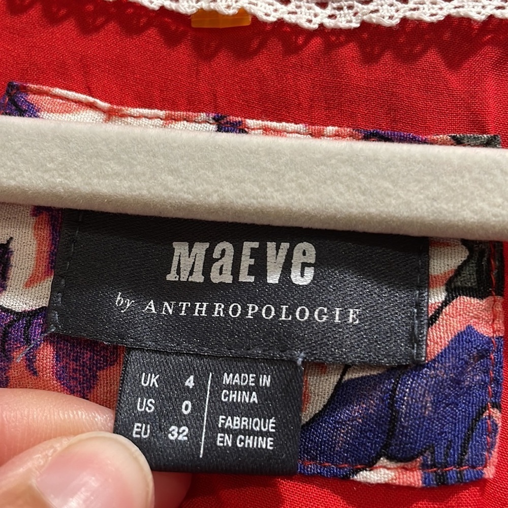 Anthropologie Red Floral Mini Dress - Picture 4 of 10
